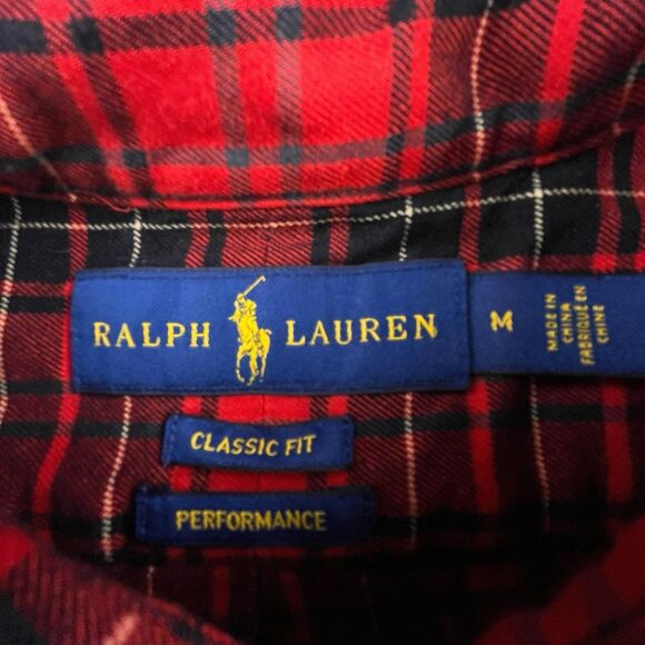 Polo Ralph Lauren Performance Flannel Shirt Mens Medium Classic Fit Tartan Plaid - Picture 4 of 11